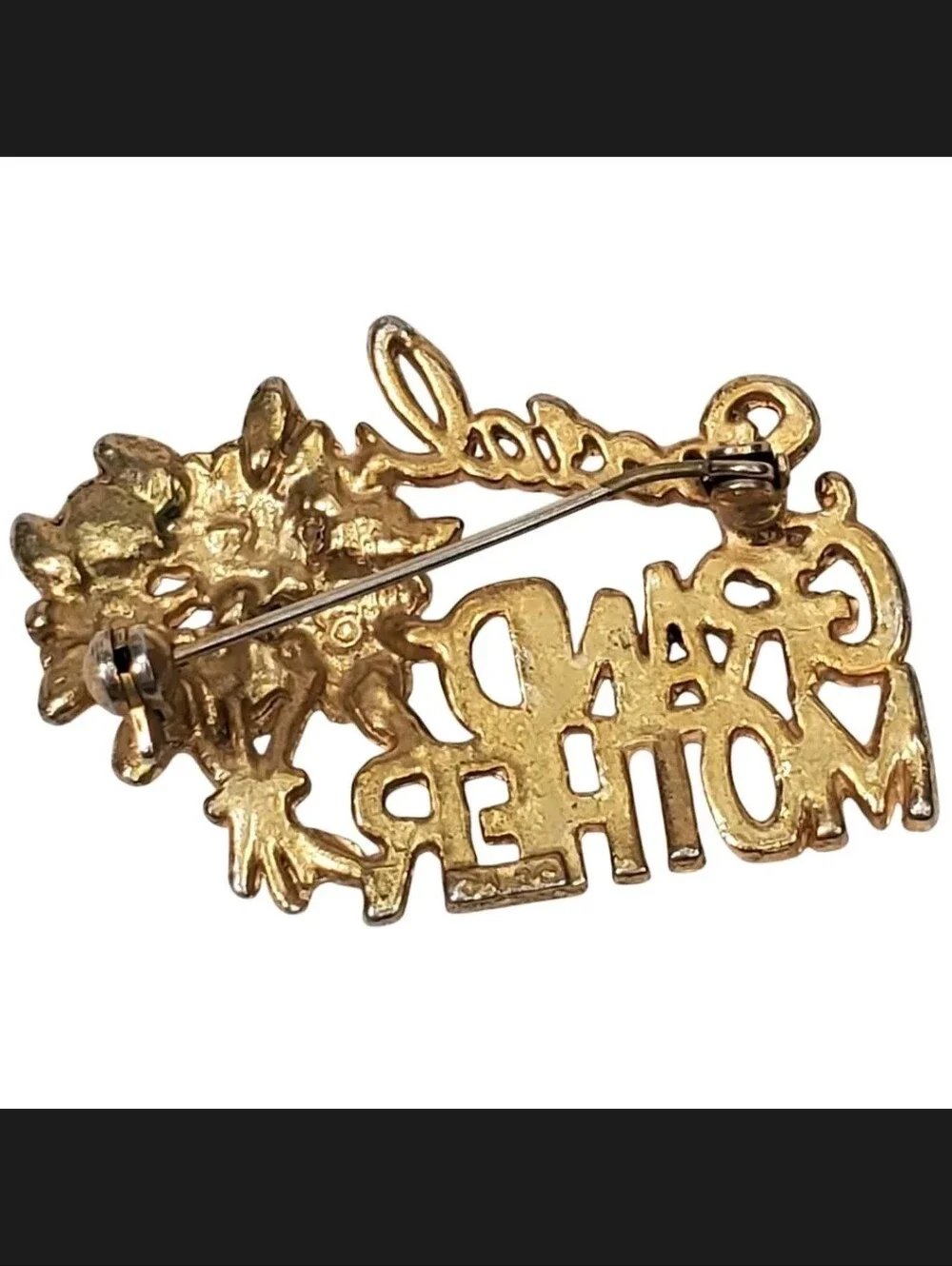 JJ Jonette Vintage Special Grandmother Floral Brooch Gold Tone Signed JJ
